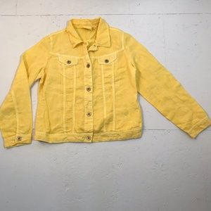 Chico's Bright Yellow Linen Jacket SZ 1
